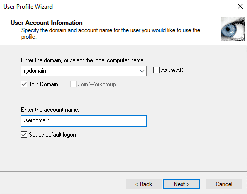 Công cụ user profile wizard chuyển nhanh profle sang tài khoản domain mới 12 The specify domain and username