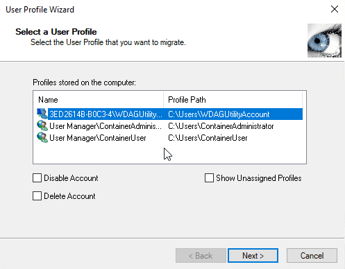 Công cụ user profile wizard chuyển nhanh profle sang tài khoản domain mới 11 Select user profile