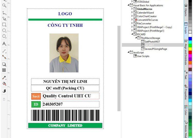 Card staff - print merge trong coreldraw 